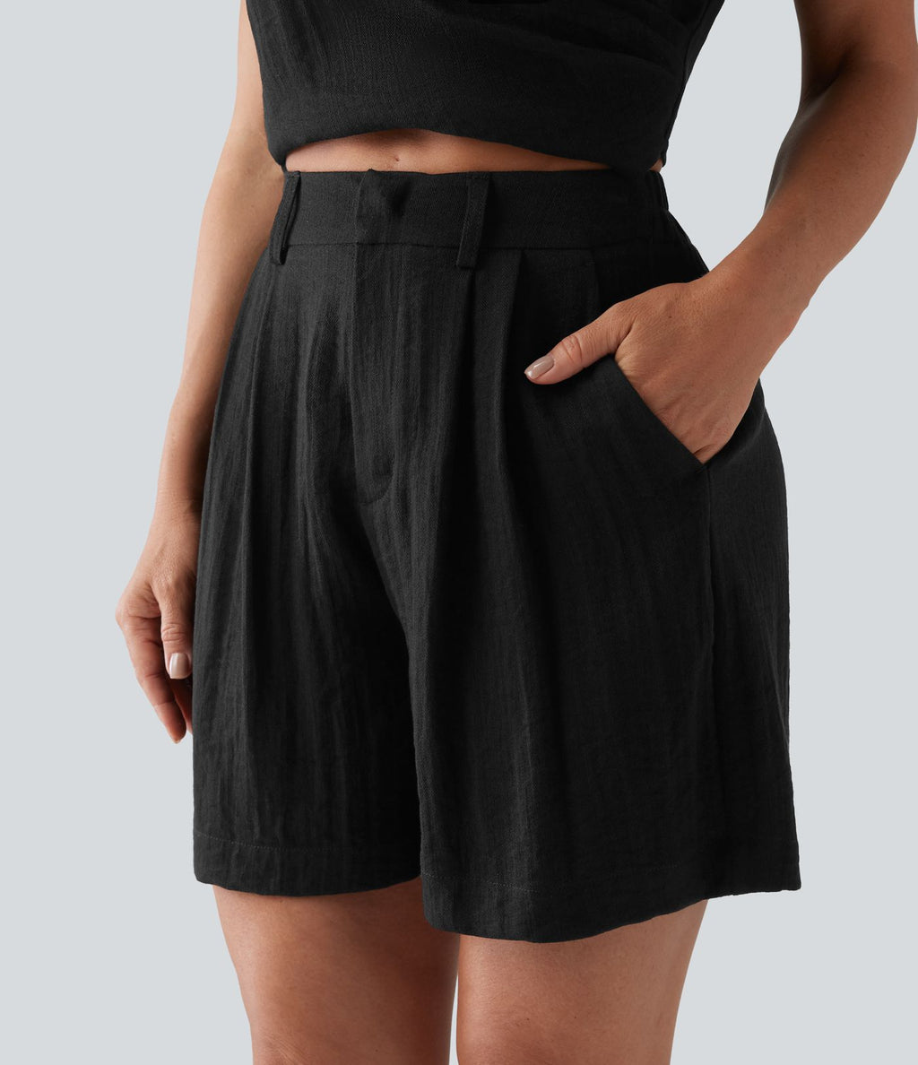 Short décontracté taille haute avec poches