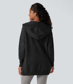Cardigan à capuche avec boutons et poches