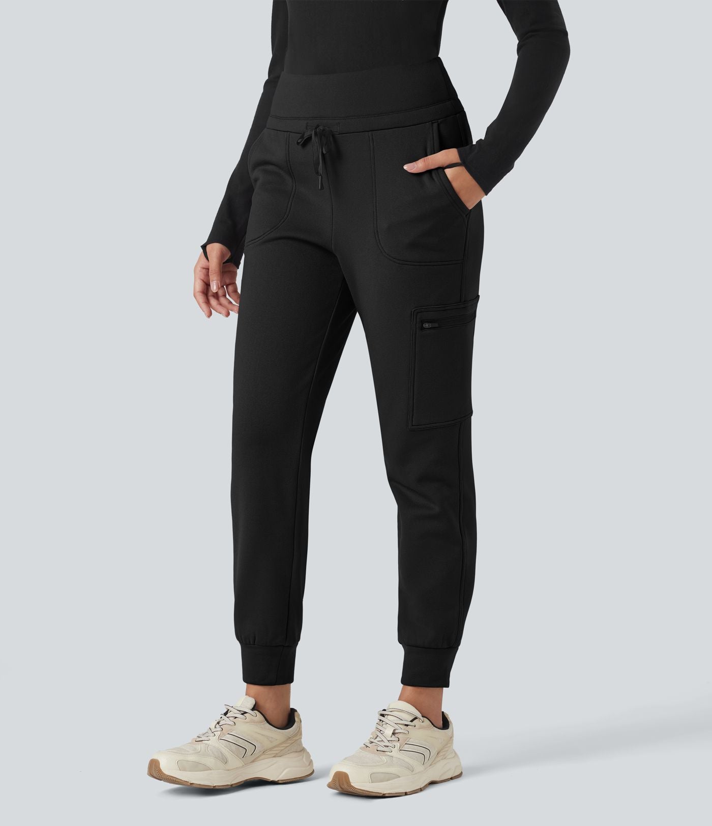 Jogging de randonnée polaire fuselé taille haute avec cordon de serrage et poches