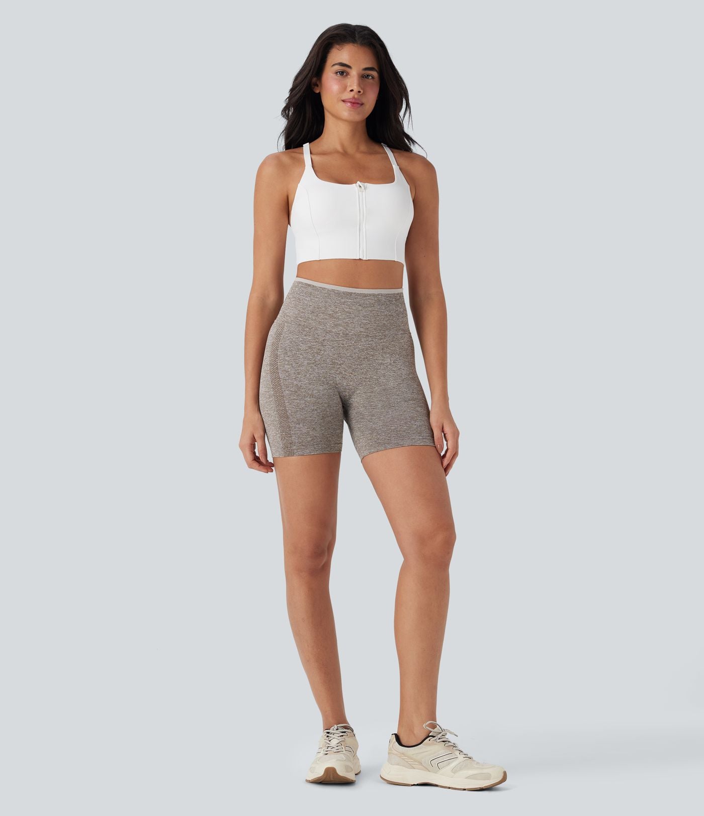Short cycliste yoga 12,5 cm effet push-up taille haute froncé sans couture OneForm Seamless Flow