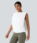 Débardeur de yoga col rond froncé, tissu rafraîchissant - Protection UPF50+