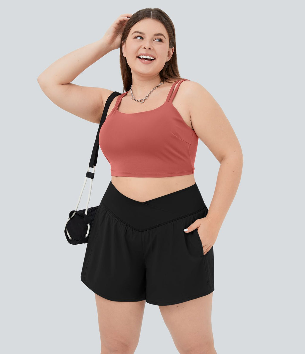 Breezeful™ Short 11,3cm De Yoga 2 En 1 Taille Haute Avec Poche Latérale Croisée Et Séchage Rapide