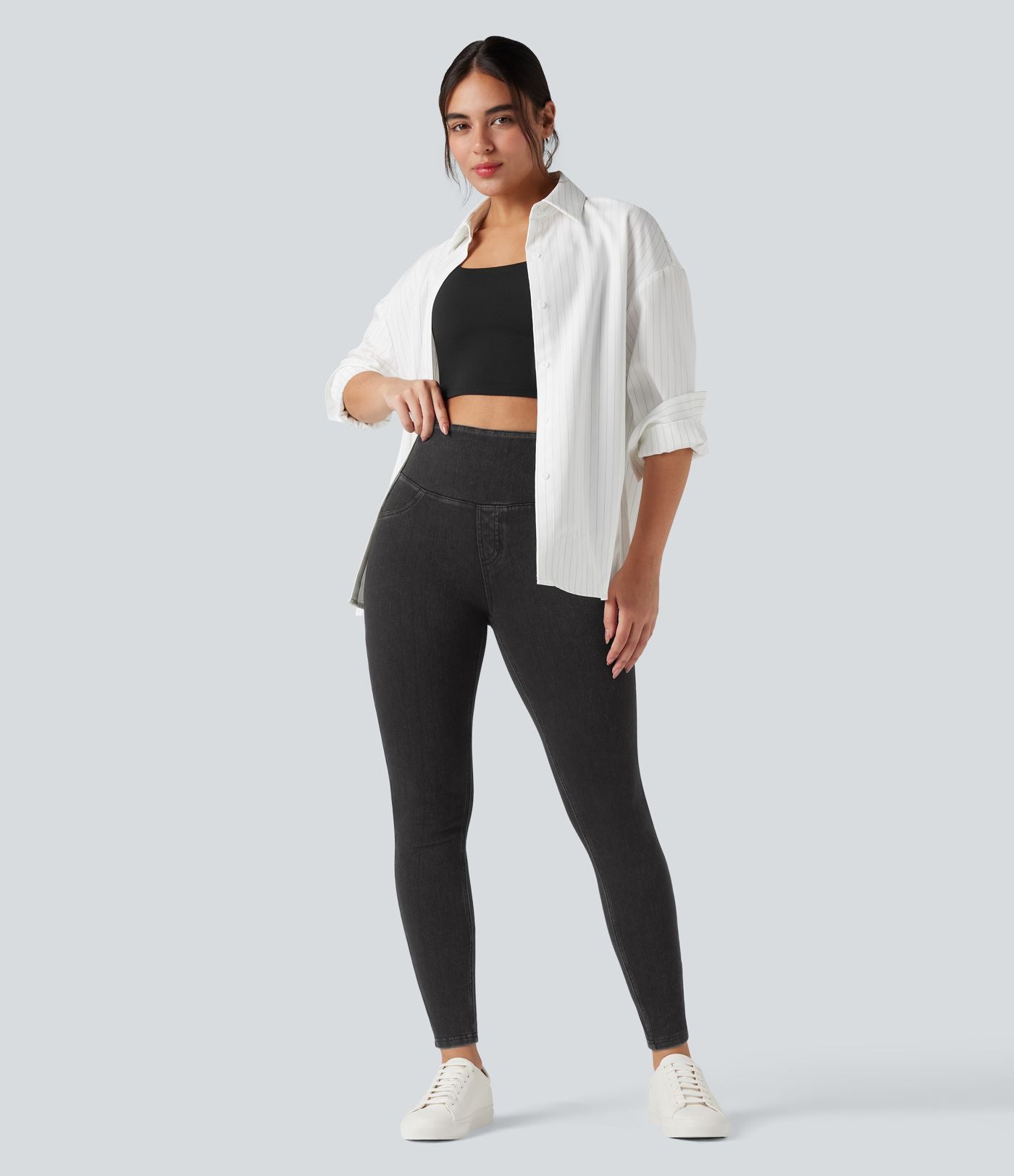 Legging décontracté gainant taille haute effet denim avec poches Halara Flex™