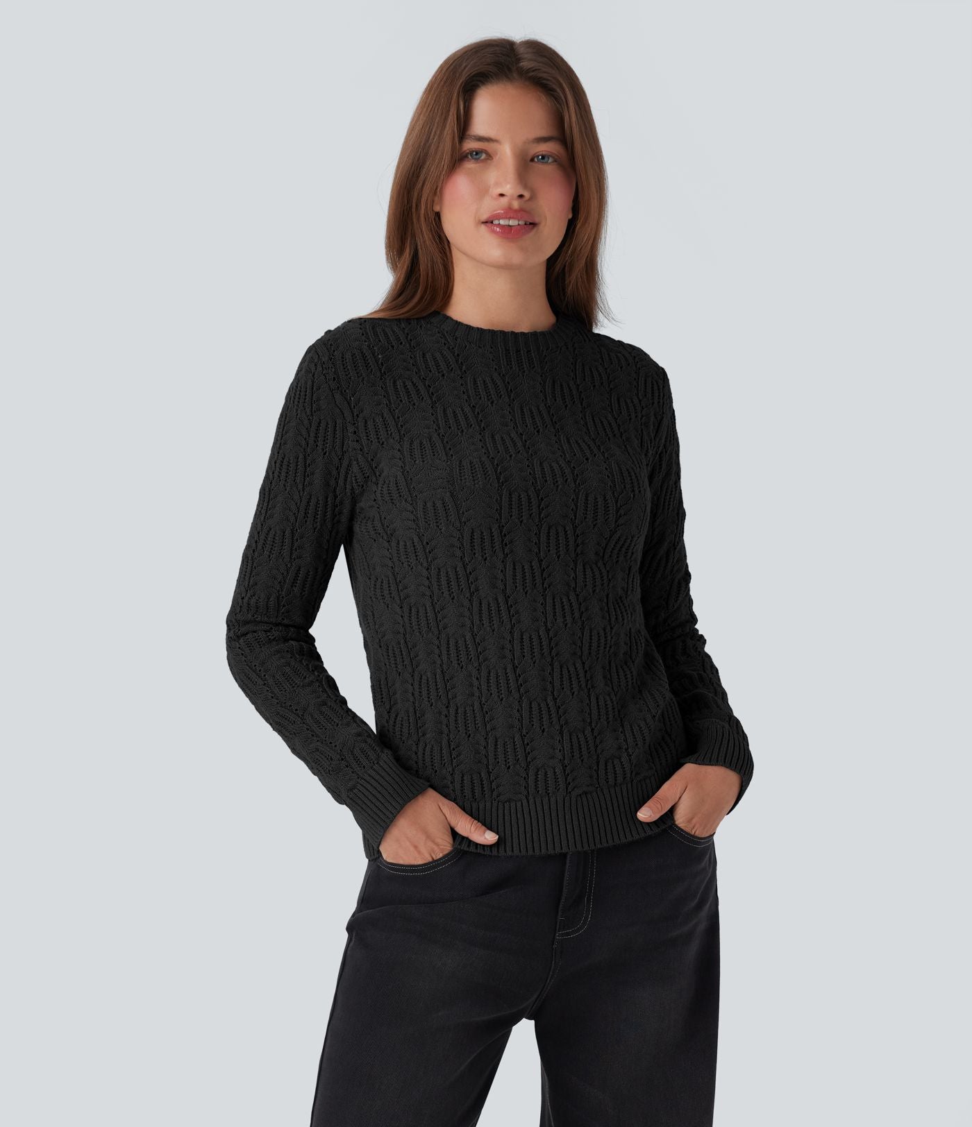 Pull décontracté col rond manches longues