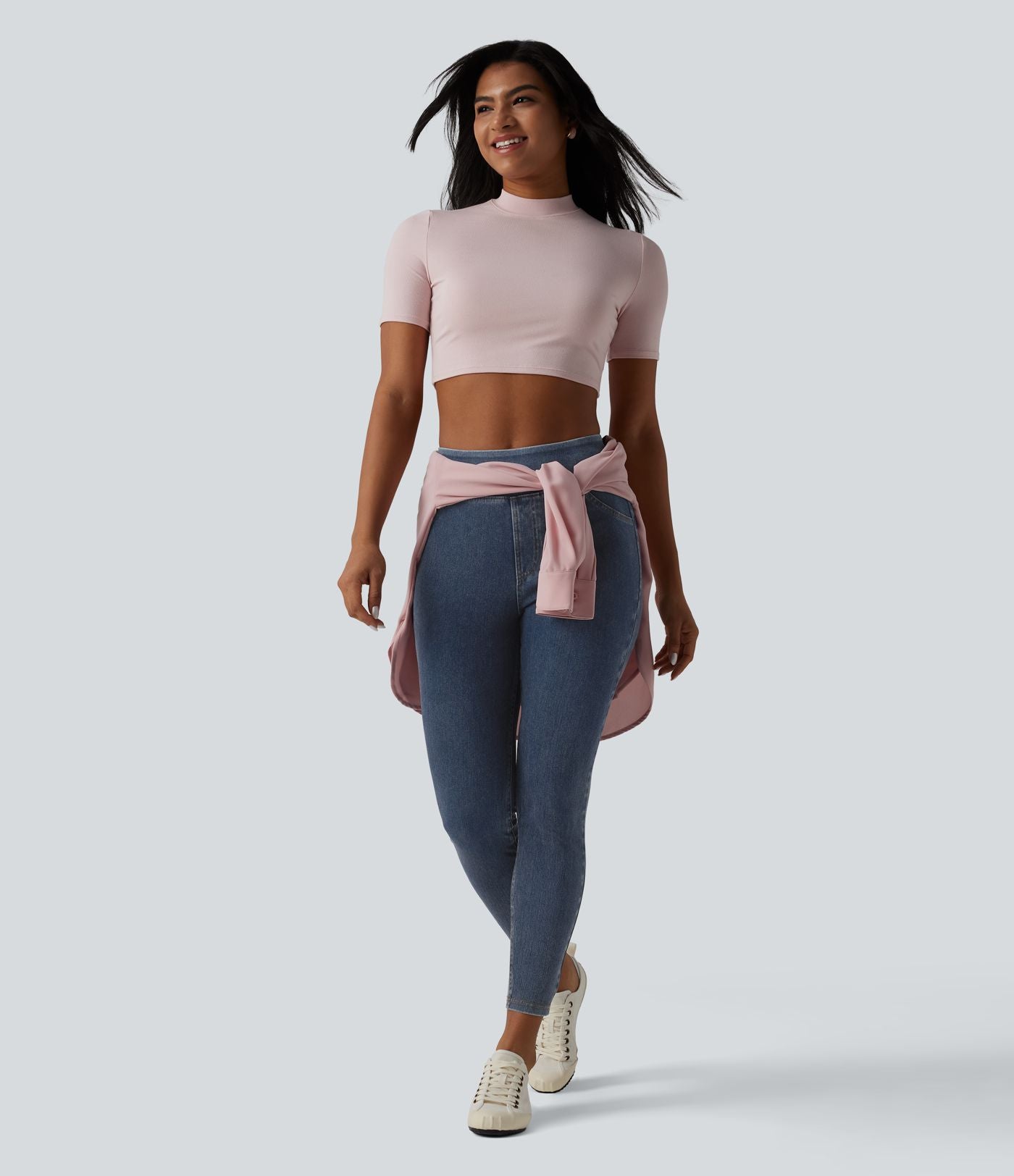 Halara Flex™ Jeggings casual 7/8 taille haute en lyocell drapé effet denim, avec poches