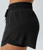 Shorts Running 7,5cm 2 en1 Taille Mi-Haute Cordon de Serrage Empiècement Mesh Contrastant