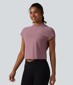 Haut de sport court à capuche et manches courtes en mesh respirant, agréable au toucher, séchage rapide, protection solaire UPF50+