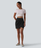 DayStretch Jupe mini casual 2-en-1 bodycon plissée croisée taille haute