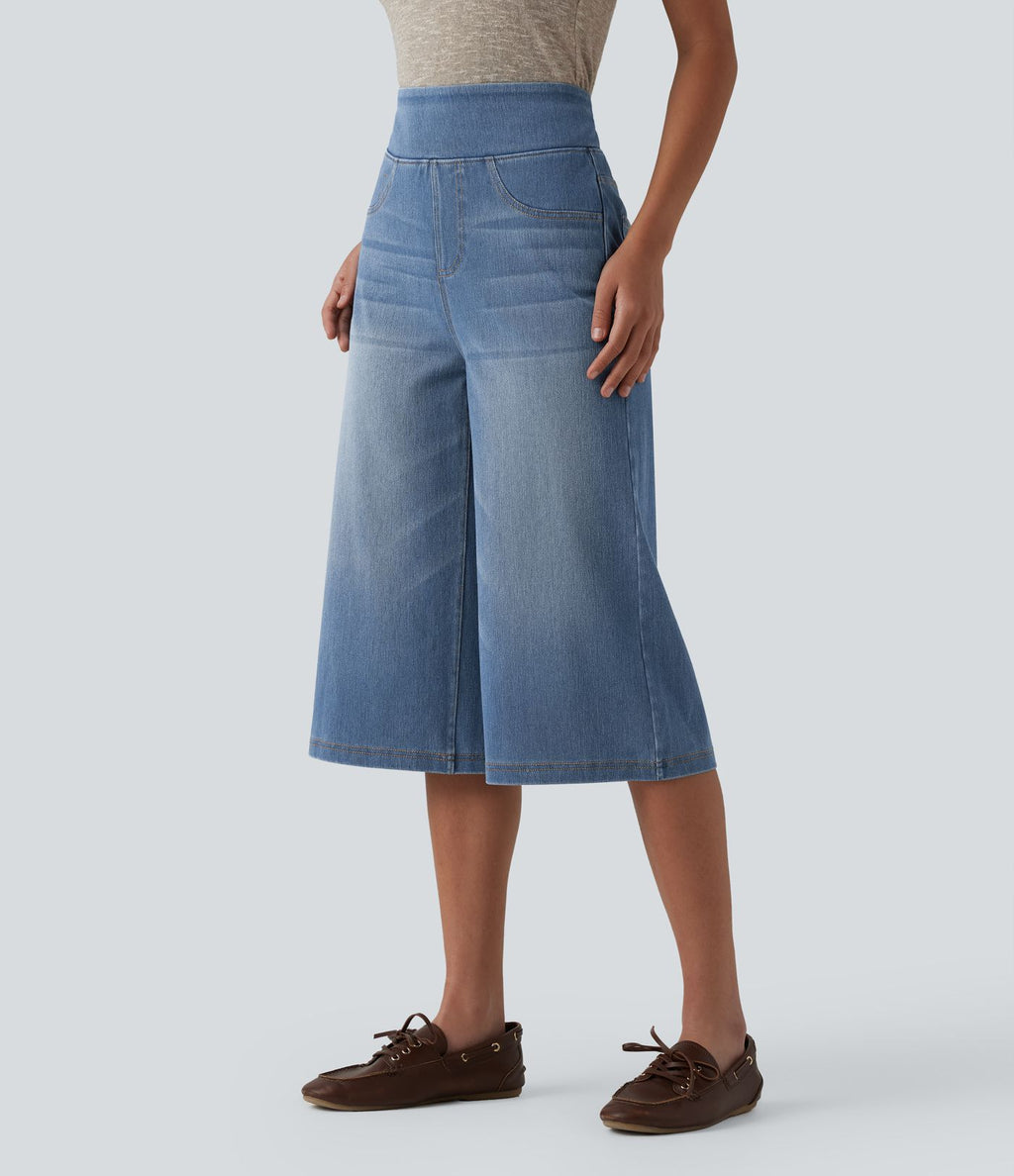 Jean capri ample Halara Flex™ taille haute gainant avec poches