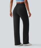 Pantalon décontracté SpacerTek™ taille haute croisée, jambes droites avec poches