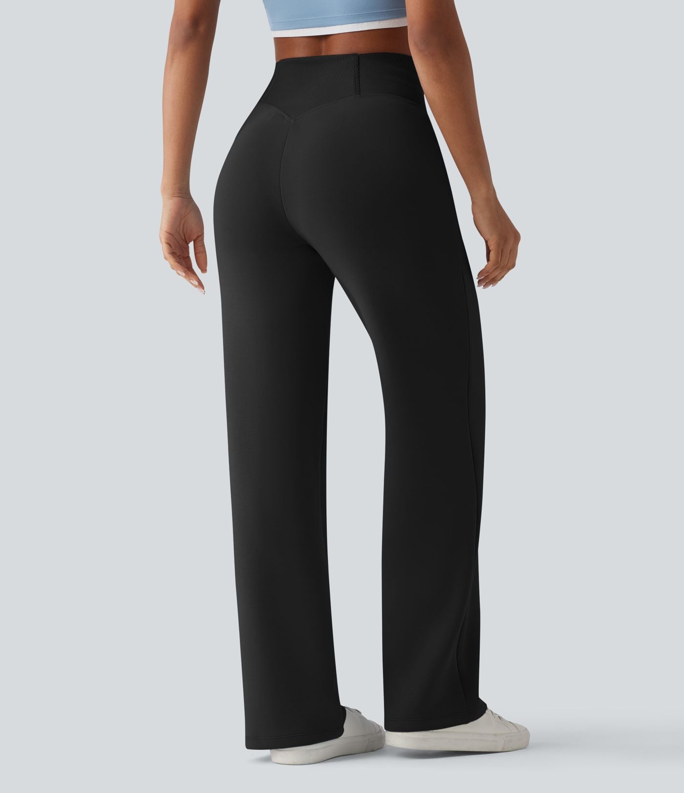 Pantalon décontracté SpacerTek™ taille haute croisée, jambes droites avec poches