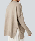Pull col V manches raglan longues coupe décontractée