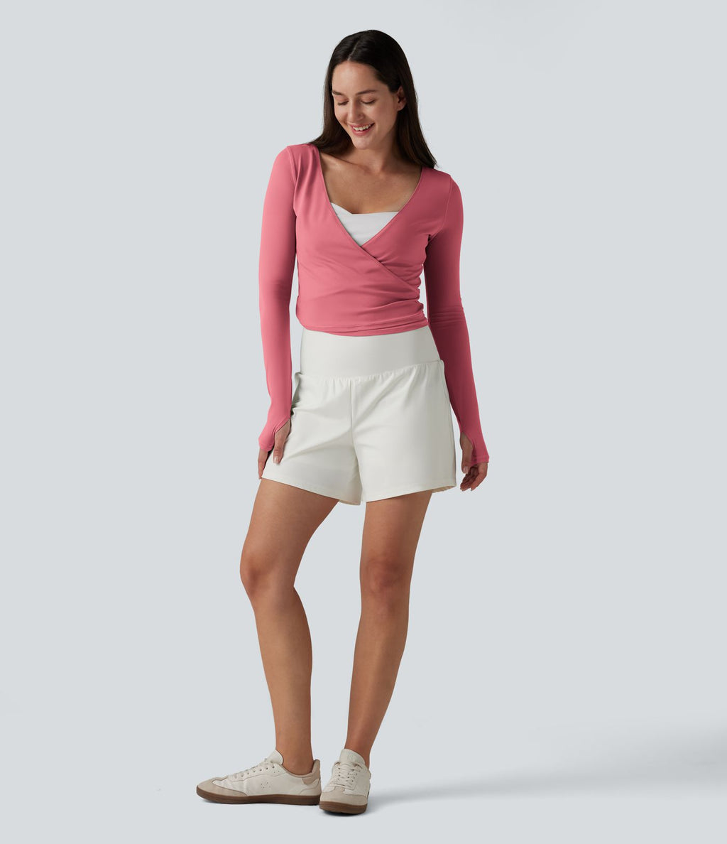 Haut casual SoftlyZero™ cache-cœur à manches longues avec passe-pouces, protection solaire UPF 50+