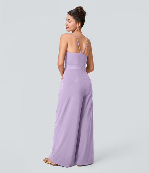 Breezeful™ Combinaison Dos Nu Poche Zippée Invisible Sur le Côté Jambe Large Séchage Rapide
