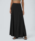 Jupe Évasée Casual Longue Fermeture Éclair Latérale Taille Haute