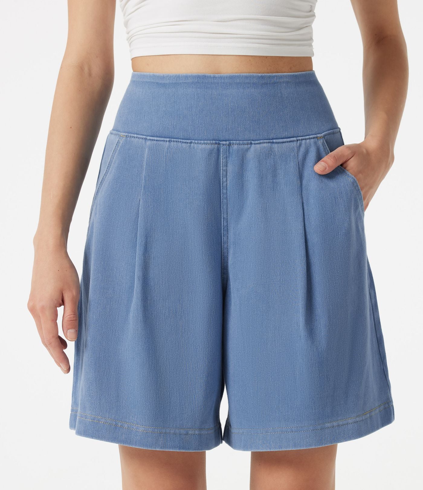 Halara Flex™ Short décontracté ample en jean taille haute 17,5 cm avec poches