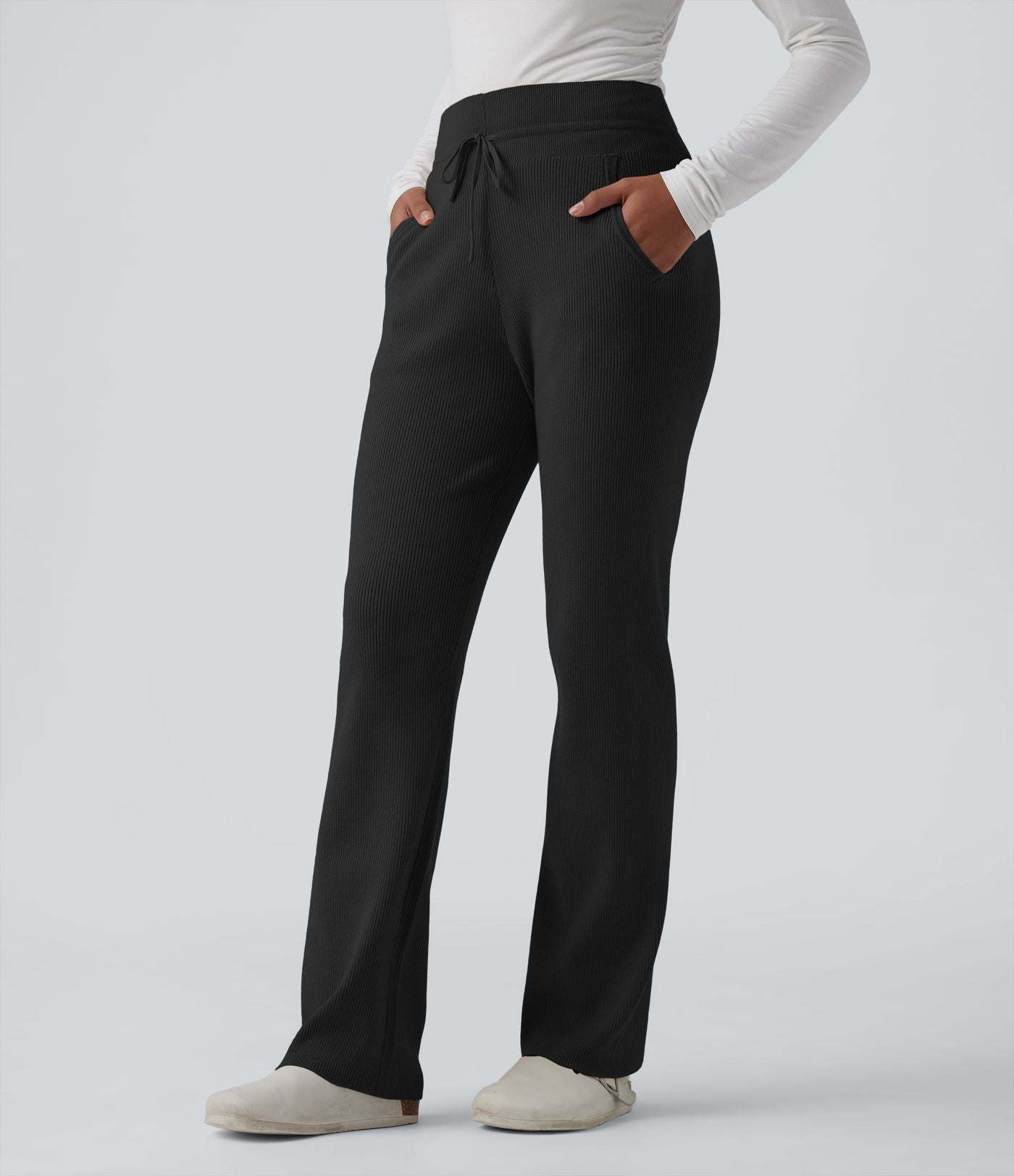 Pantalon de détente maille taille mi-haute avec cordon de serrage et poches
