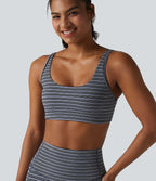 Brassière de sport Halara UltraSculpt™ à rayures jacquard, maintien léger, décolleté en U et découpe intégrée