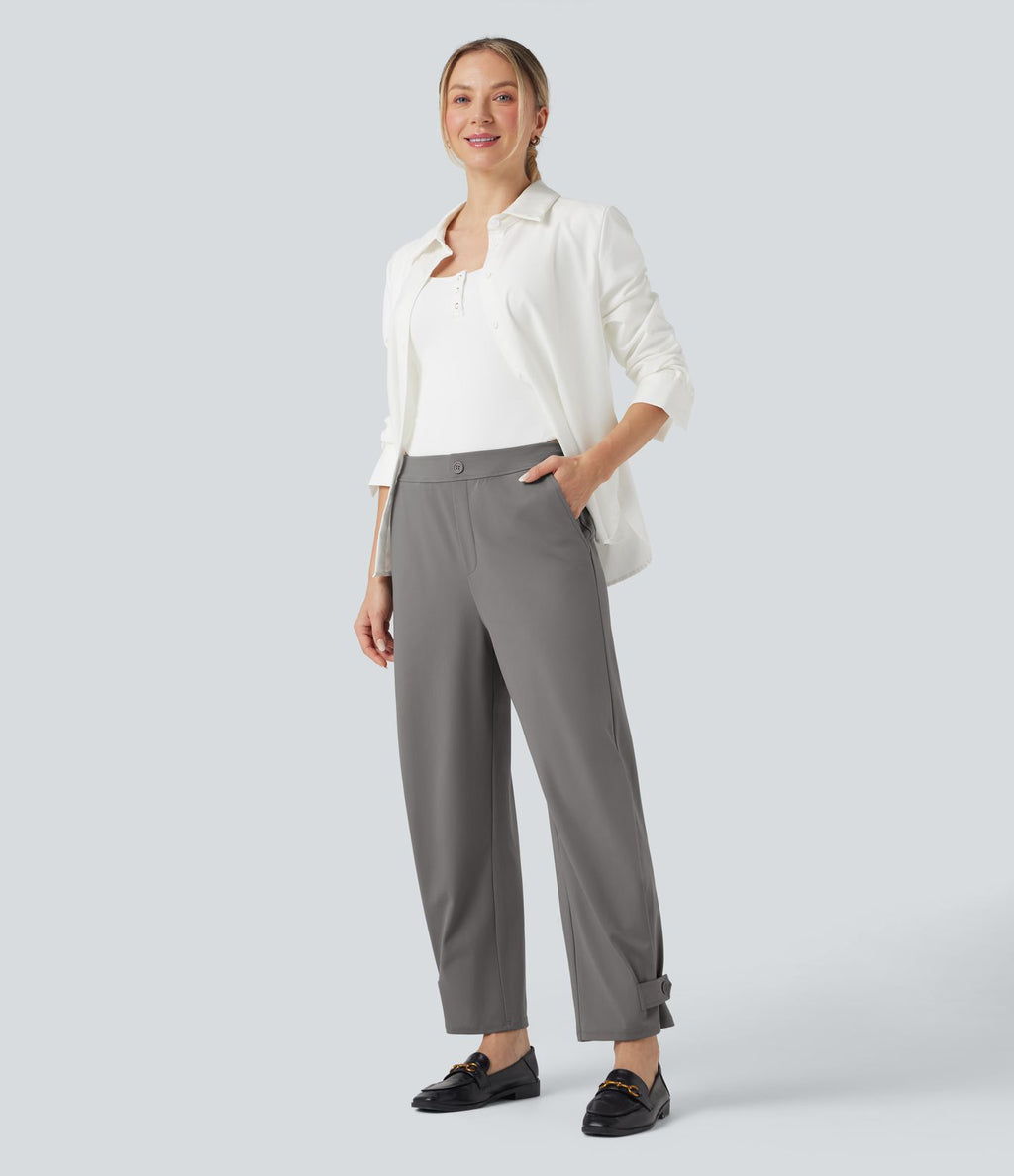 Pantalon de travail fuselé taille moyenne avec largeur ajustable Halara Flex™ DayStretch avec poches