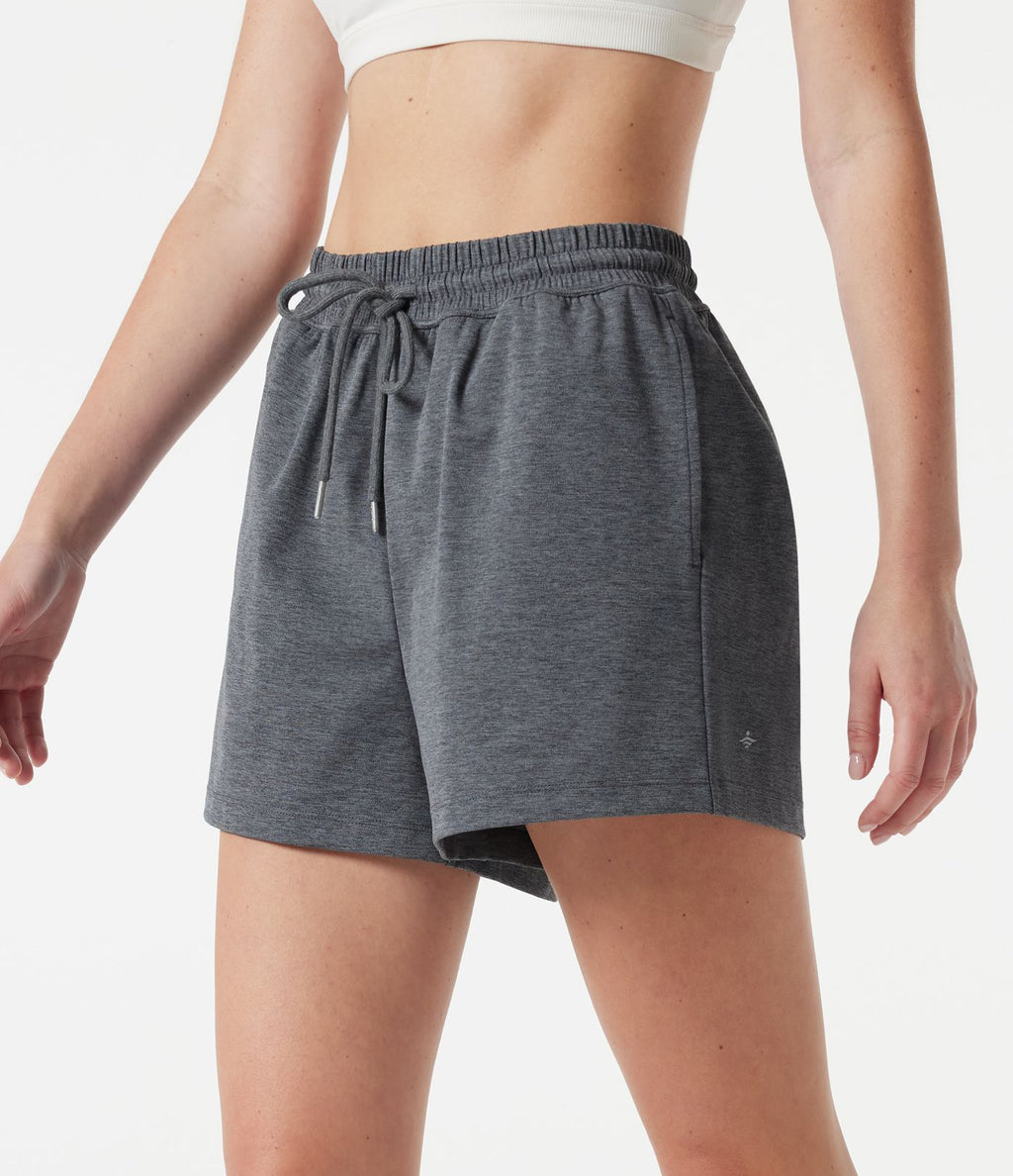 Short de sport, taille haute, cordon de serrage, séchage rapide, 7,5 cm, à poches