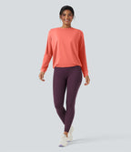 Haut de sport yoga col rond manches longues froncé - UPF50+