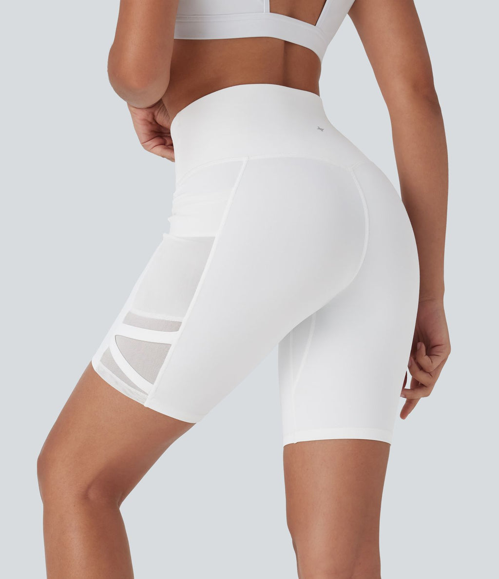Short cycliste de yoga SpeedWave™ taille haute avec filet contrasté, séchage rapide, poches latérales - 17,5 cm