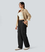 Pantalon coupe droite taille mi-haute avec poches
