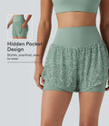 Short baggy de running 2-en-1 taille haute à imprimé léopard avec poches