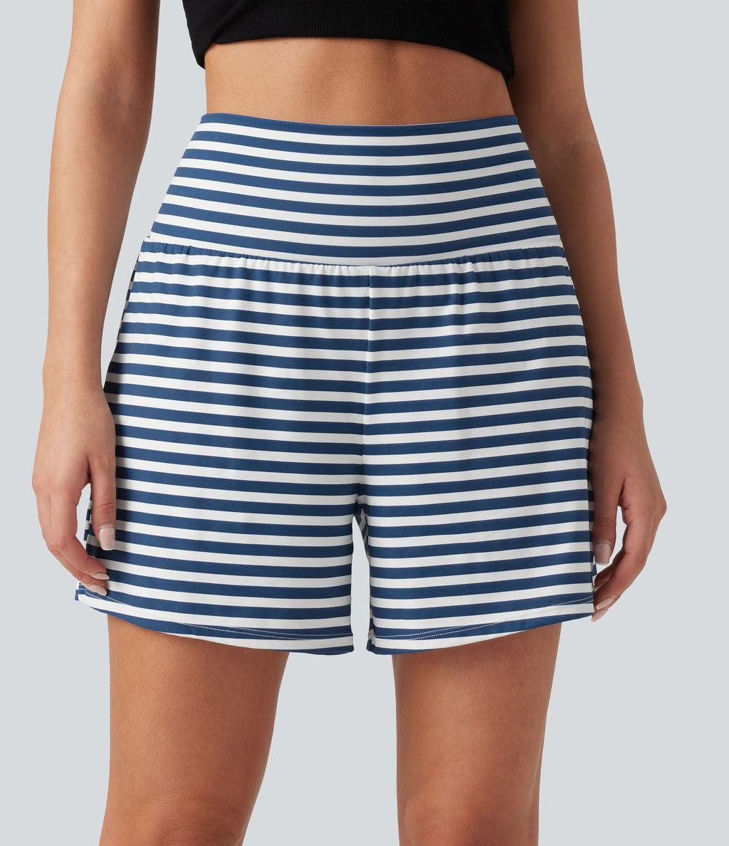 Short 2-en-1 à rayures taille haute 12,5 cm avec poches