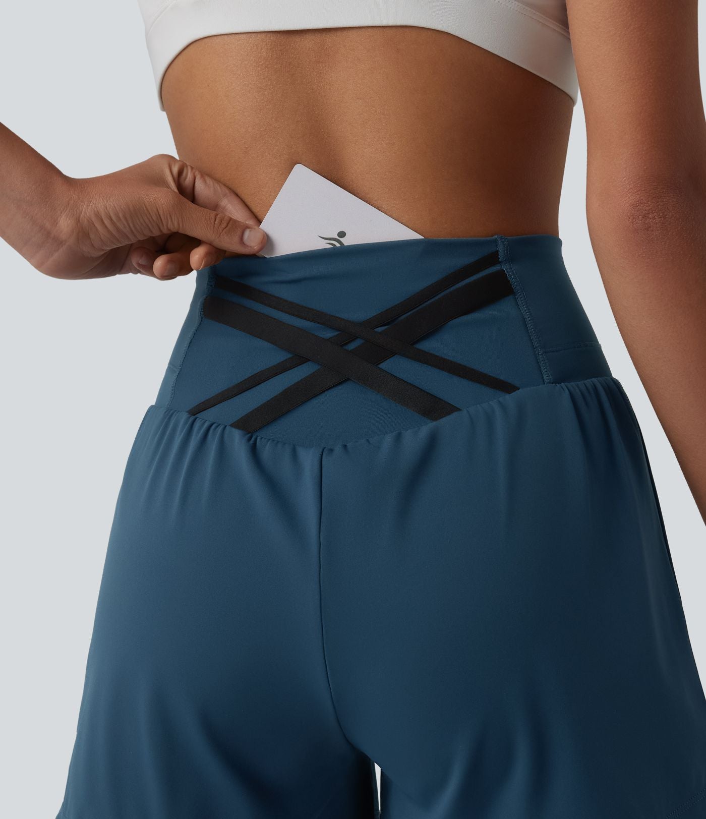 Short de yoga 2-en-1 SoftlyZero™ Airy taille haute dos croisé effet frais InstantCool avec poche