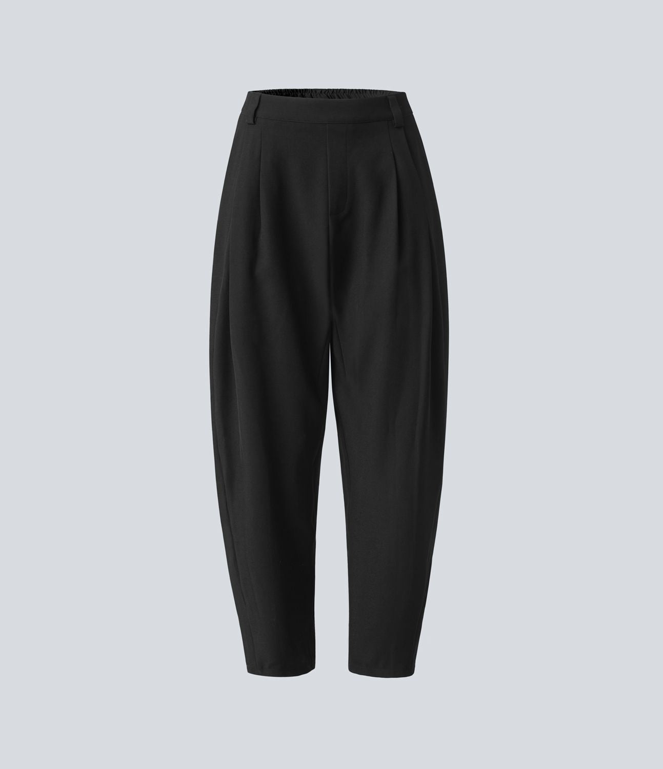 Pantalon tailleur ample, taille moyenne, coupe barrel, à poches