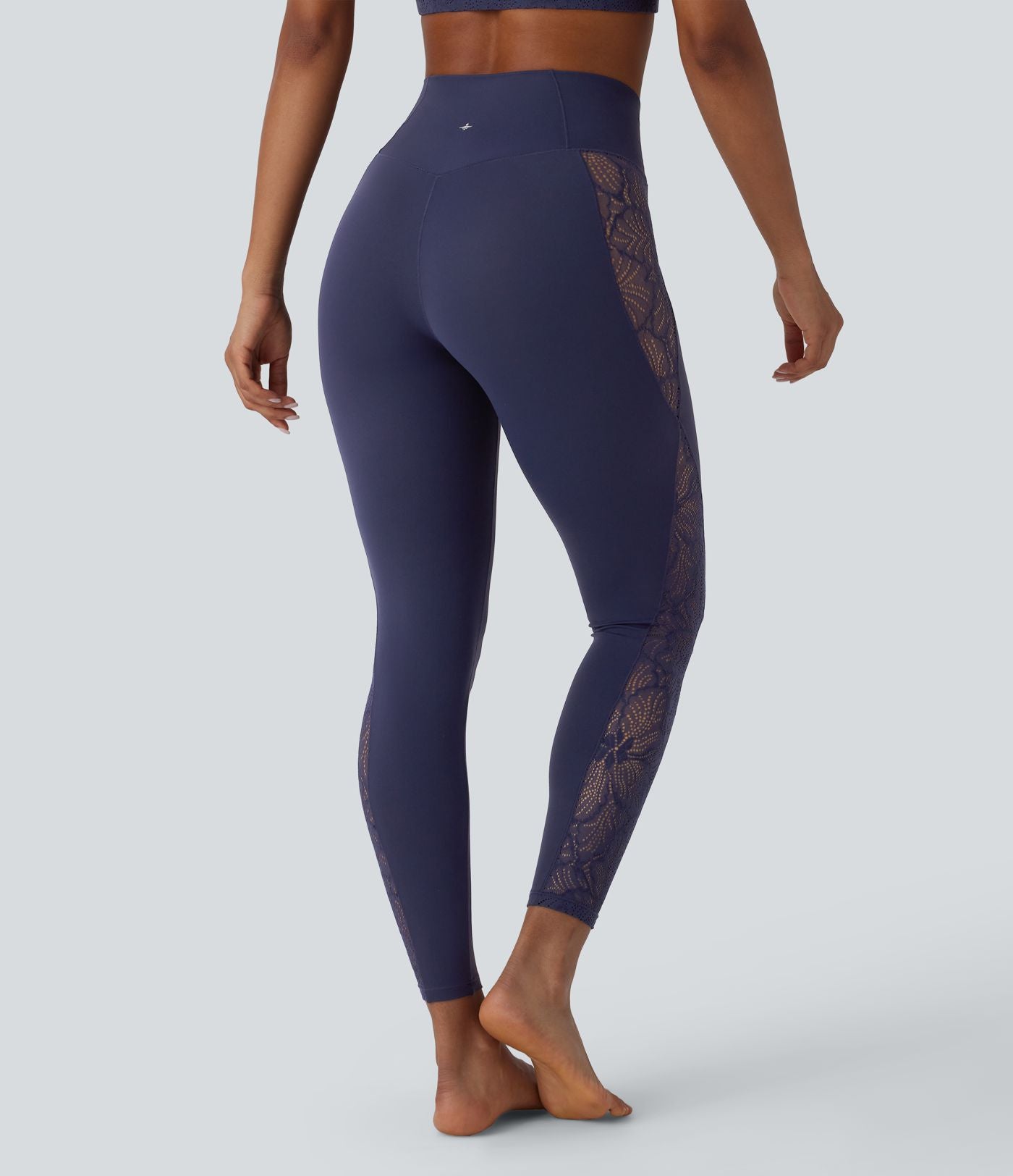 Legging de yoga Softlyzero™ taille haute avec design croisé, dentelle contrastée, sous-vêtement intégré, poche et protection UPF50+