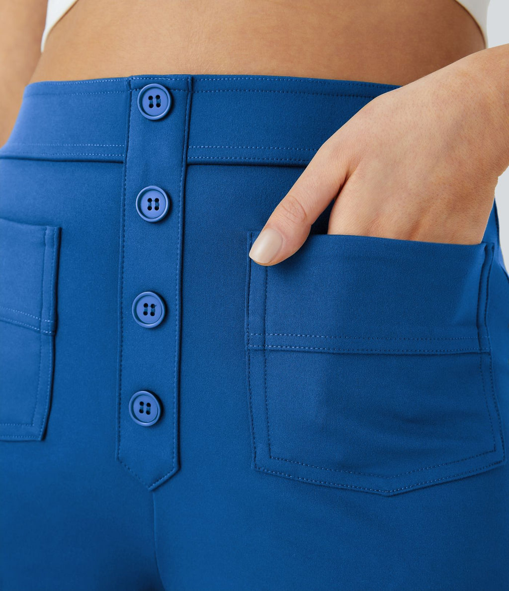 Pantalon taille haute coupe droite DayStretch avec poches