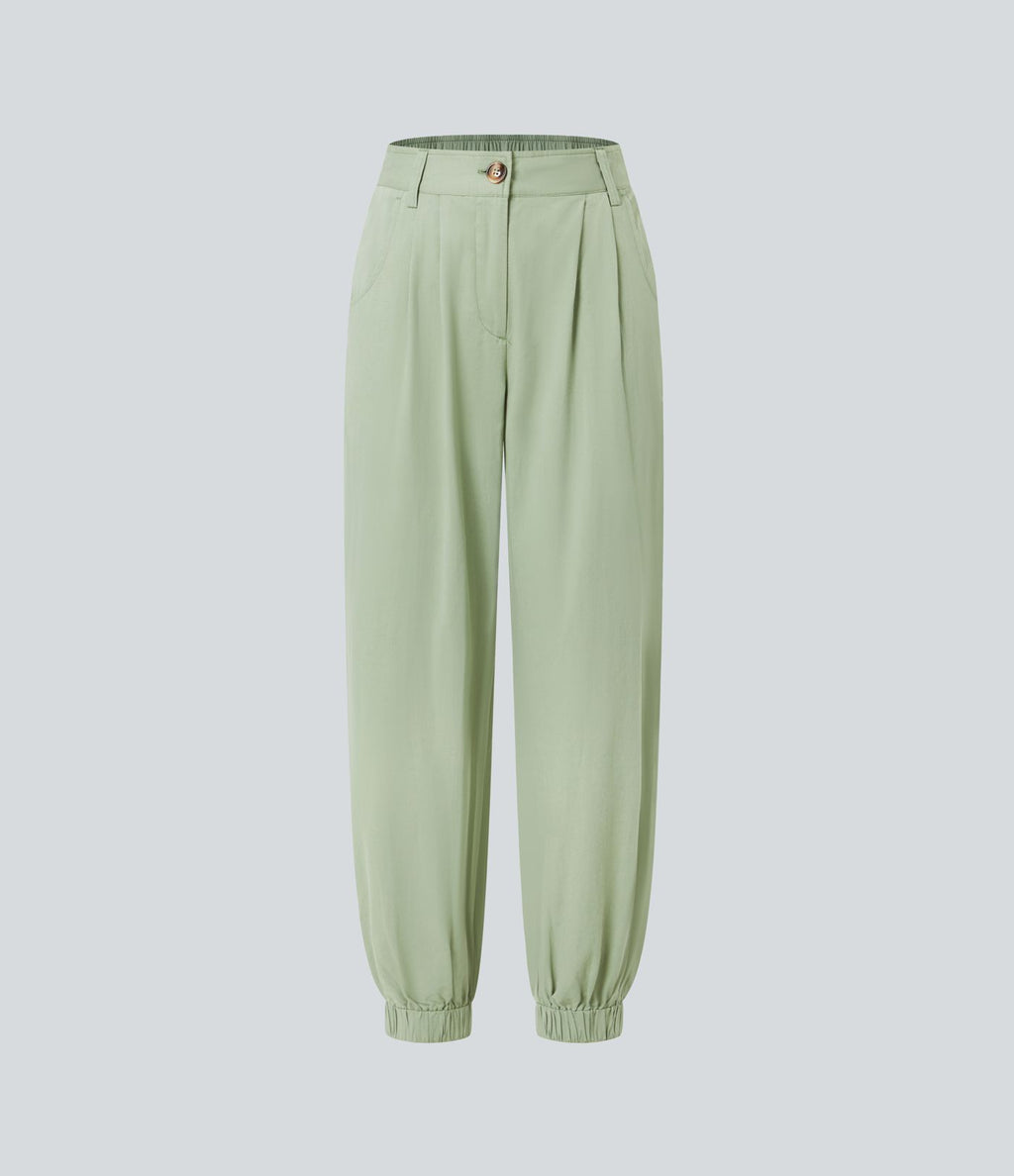 Joggings décontractés à taille mi-haute avec poches