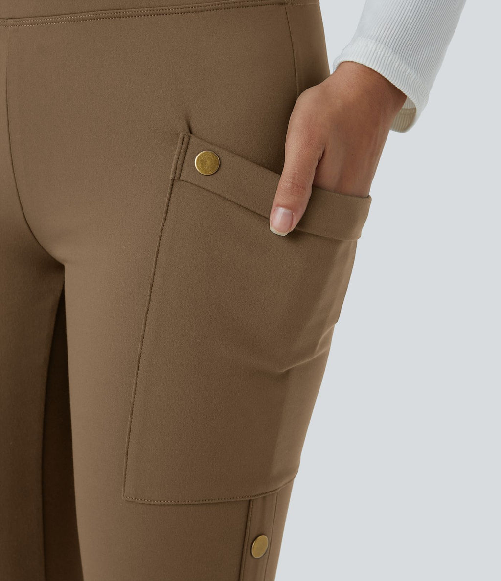 Pantalon taille haute ajusté longueur cheville avec poches décoratives DayStretch