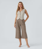 Pantalon de travail Halara Flex™ bootcut à carreaux pied-de-poule, taille haute, avec poches