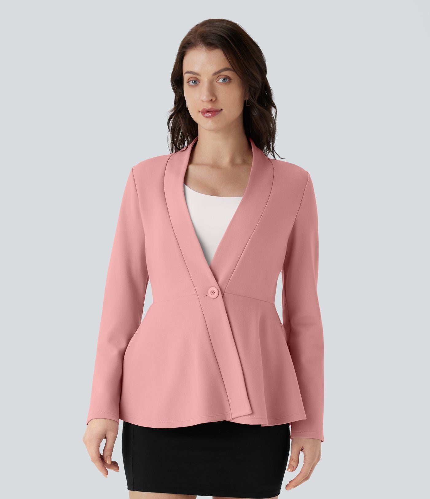 Veste péplum de travail col en V avec un bouton
