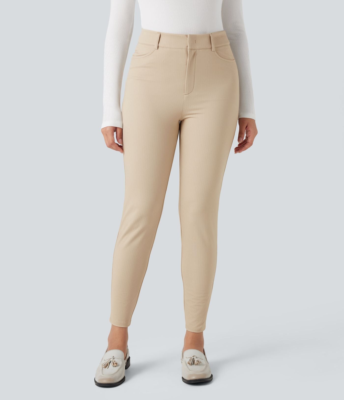 Pantalon tailleur Halara Flex™ skinny chevrons taille haute avec poches