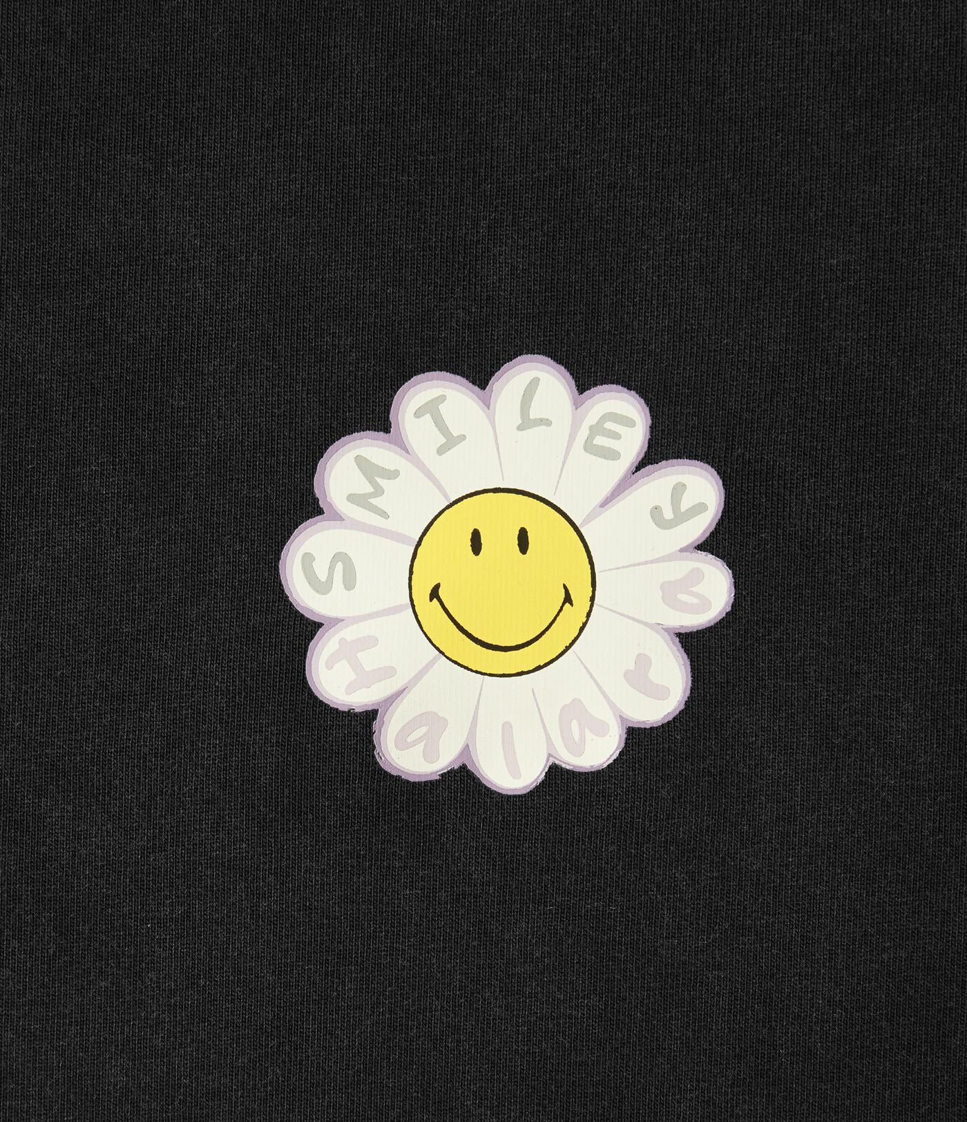 T-shirt casual en coton délavé Halara X Smiley® col rond à manches courtes