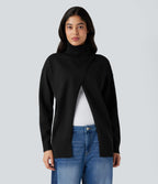 Pull tailleur col montant manches longues - Réversible devant et dos