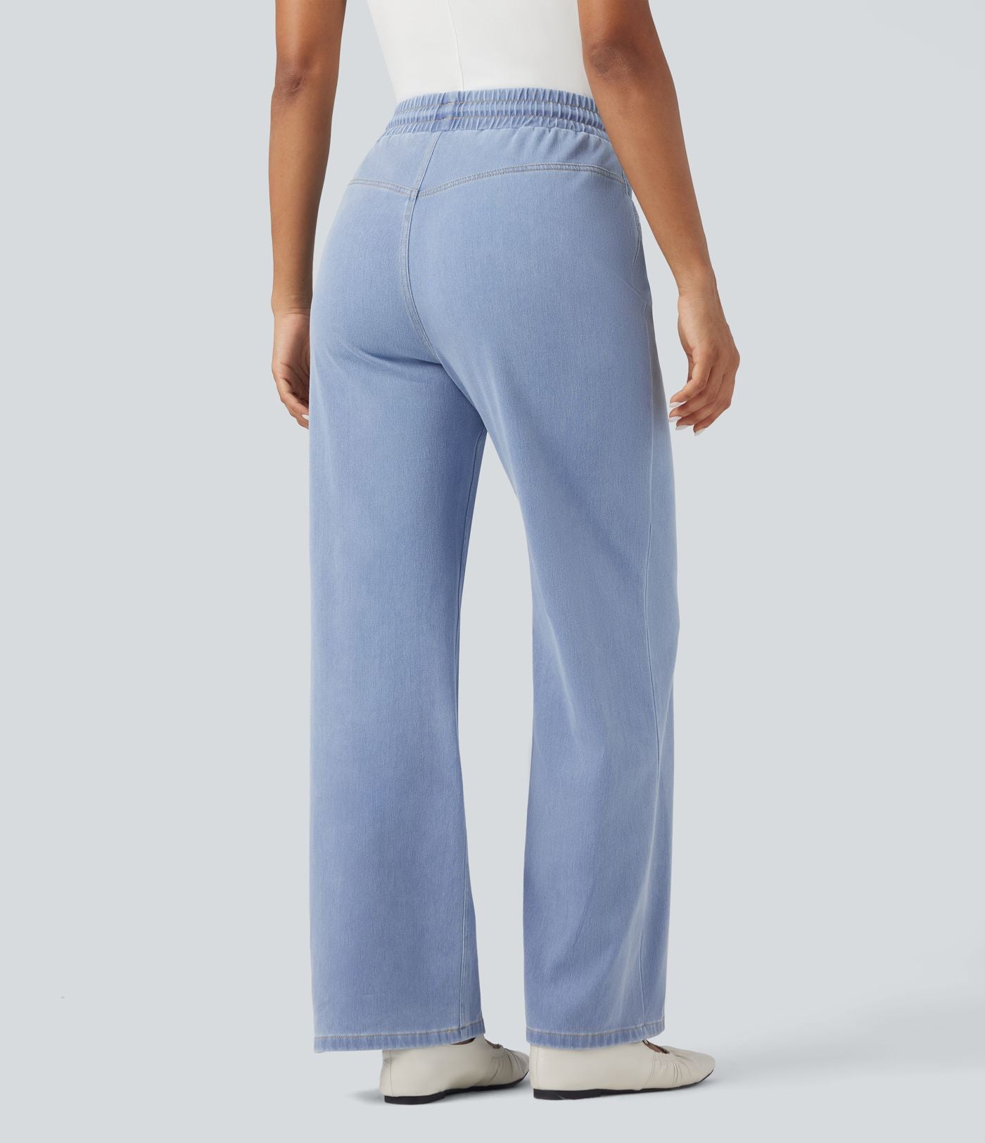 Jean Halara Flex™ taille haute large à cordon de serrage en maille extensible effet frais InstantCool avec poches