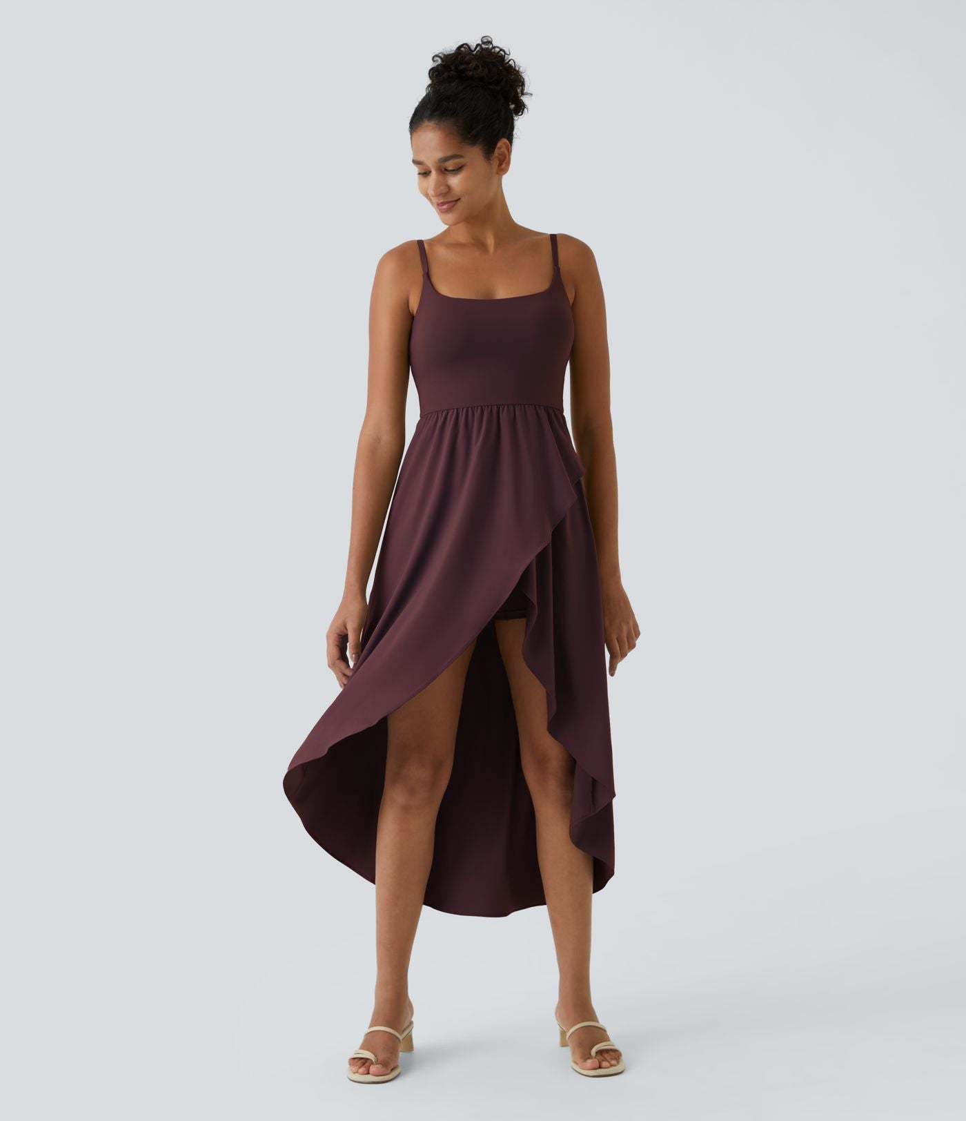 Breezeful™ Robe Casual 2 Pièces Dos Nu Haut Bas Poche Latérale Fluide Séchage Rapide
