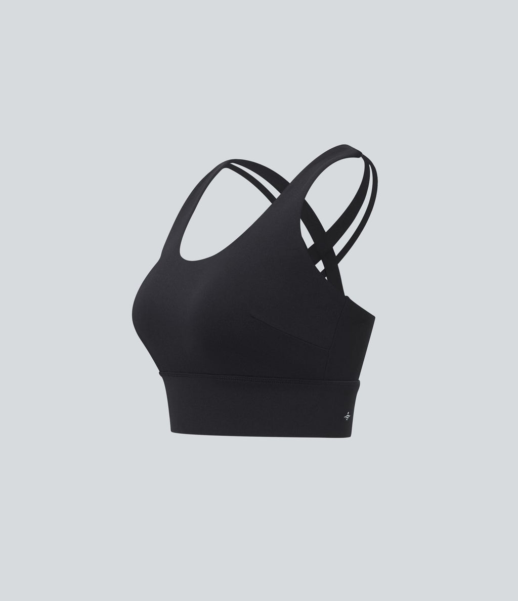 Brassière de sport course col U maintien moyen crochet ajustable E-G