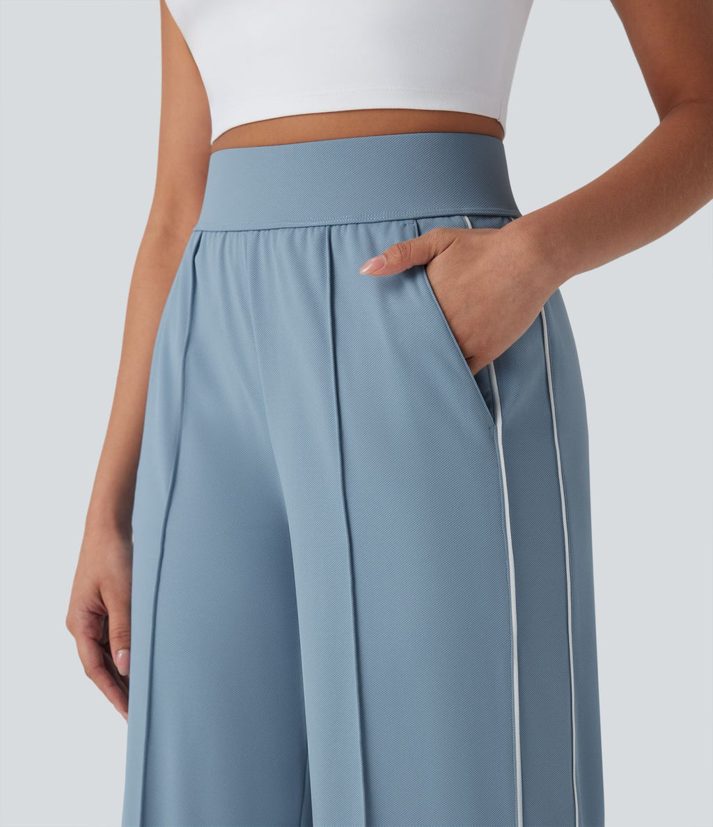 Pantalon d’entraînement taille haute, jambe droite à séchage rapide avec poches, UPF40+