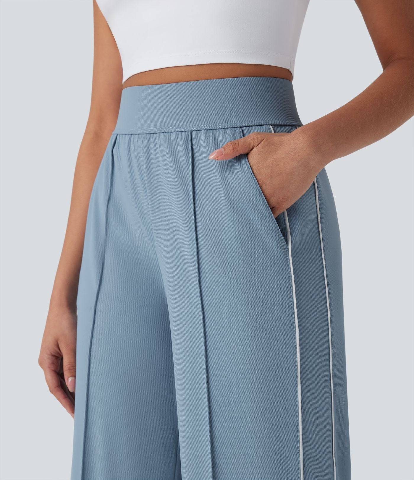 Pantalon d’entraînement taille haute, jambe droite à séchage rapide avec poches, UPF40+