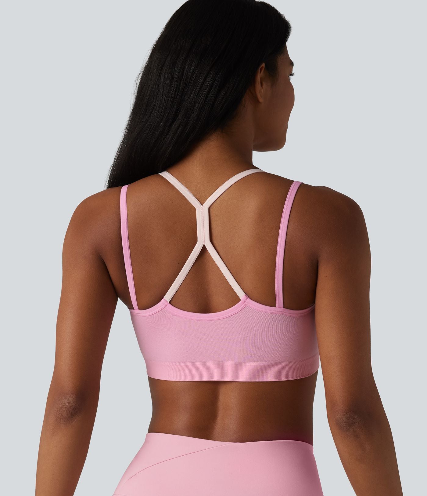 OneForm Seamless Flow Brassière de sport yoga sans couture 2 en 1 color block maintien léger avec soutien-gorge intégré