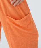 Pantalon Harem Casuak à Taille Mi-Haute avec Liens sur le Côté et Multiples Poches