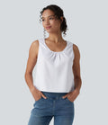 Débardeur casual satin col rond échancré
