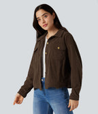 Veste chemise velours côtelé manches longues avec boutons et poches
