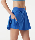 Jupe mini de tennis 2-en-1, taille haute, séchage rapide, à poches